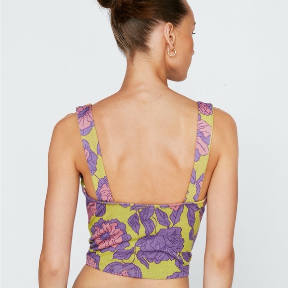 NWT Zara Jacquard Floral Corset Top - Picture 2 of 7